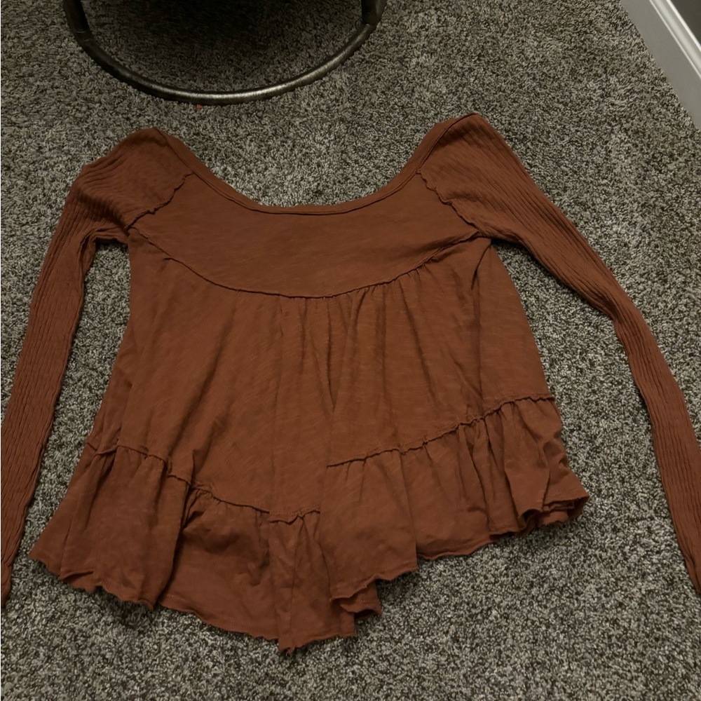 Women's Brown Long Sleeve Top
